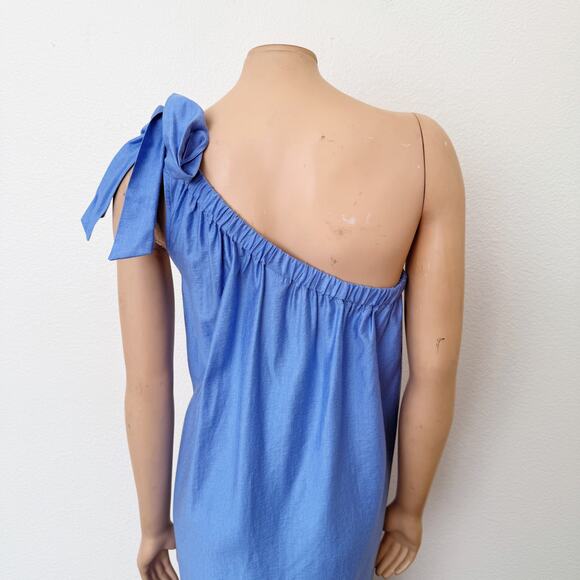 [A New Day] Blue One Shoulder Ruffle Hem Maxi Dress Pockets NWT Size Small S - Picture 10 of 12